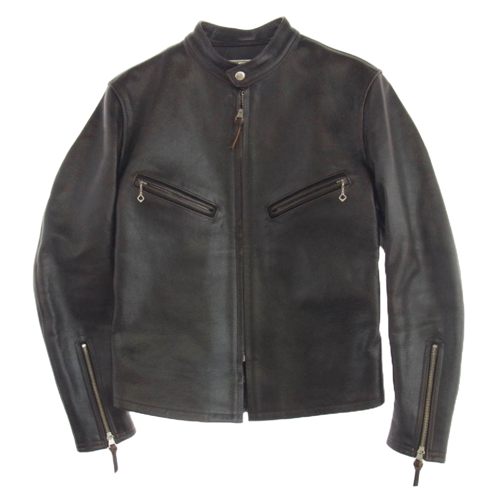 BOOTLEGGERS ブートレガーズ TWIN PEAKS ツインピークス シングル ライダース ジャケット レザー ジャケット 茶芯 ブラウン系 36【中古】