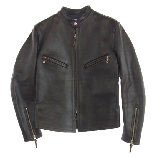BOOTLEGGERS ブートレガーズ TWIN PEAKS ツインピークス シングル ライダース ジャケット レザー ジャケット 茶芯 ブラウン系 36【中古】