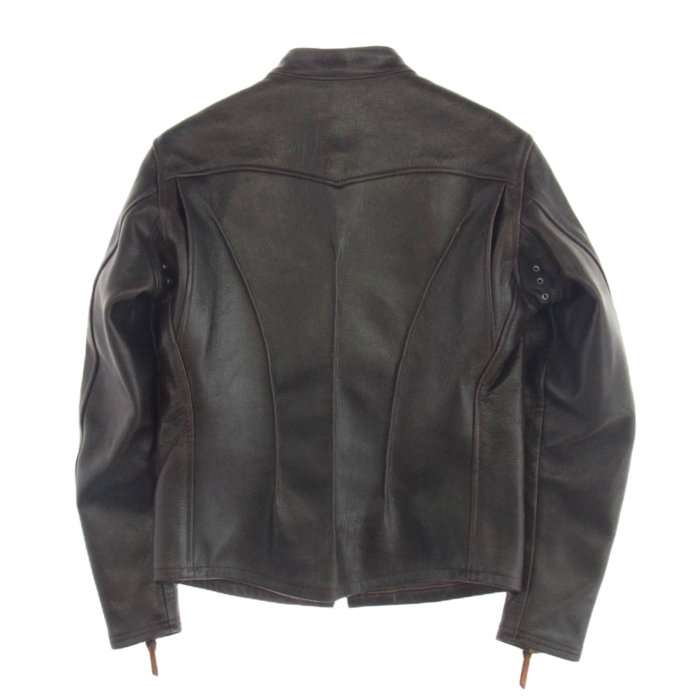 BOOTLEGGERS ブートレガーズ TWIN PEAKS ツインピークス シングル ライダース ジャケット レザー ジャケット 茶芯 ブラウン系 36【中古】