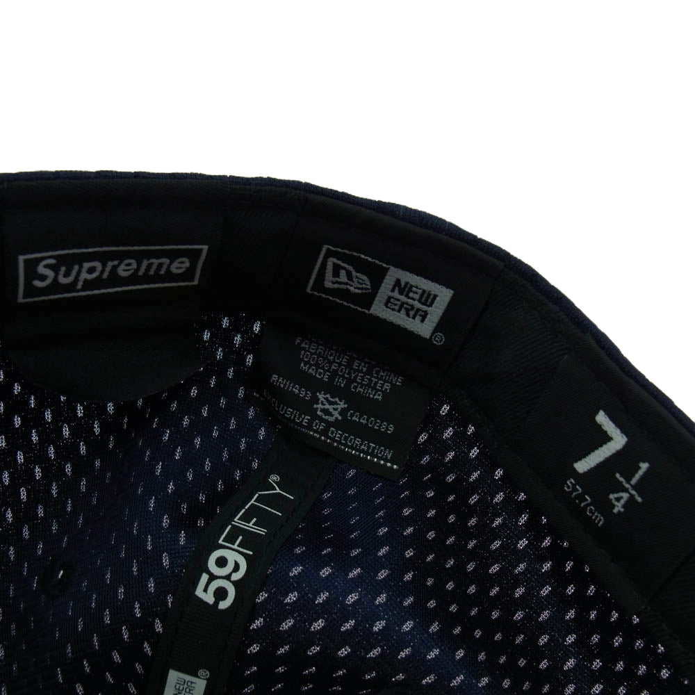 Supreme シュプリーム × NEW ERA ニューエラ Mesh Box Logo Cap メッシュ ボックス ロゴ キャップ ネイビー系 57.7cm【美品】【中古】