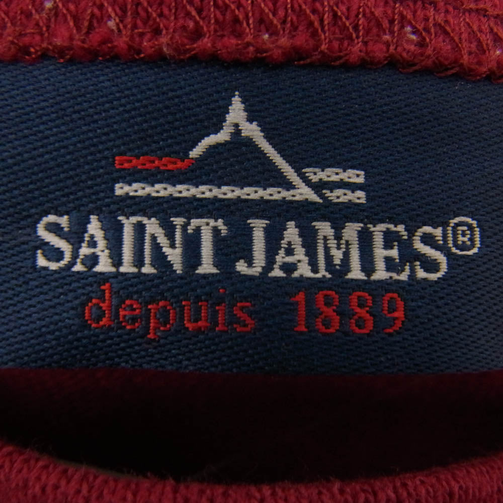 SAINT JAMES セントジェームス 長袖 Tシャツ カットソー バスクシャツ レッド エンジ系 M【中古】