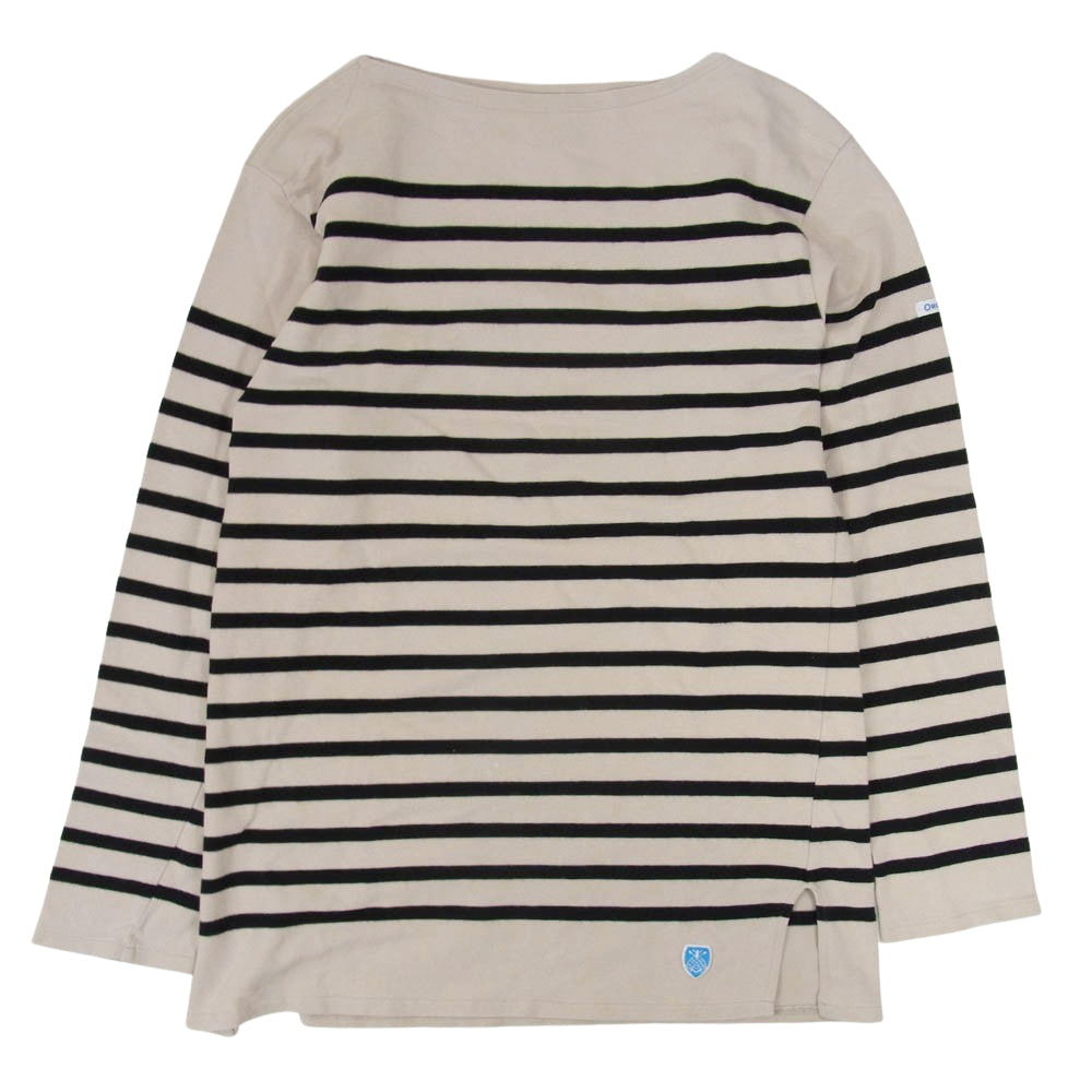 ORCIVAL オーシバル 2151739 ボーダー 長袖 Tシャツ カットソー バスクシャツ ベージュ ブラック系 サイズ表記無【中古】