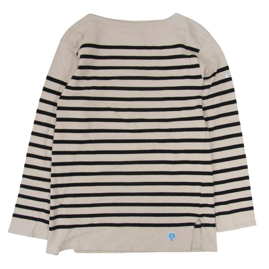 ORCIVAL オーシバル 2151739 ボーダー 長袖 Tシャツ カットソー バスクシャツ ベージュ ブラック系 サイズ表記無【中古】