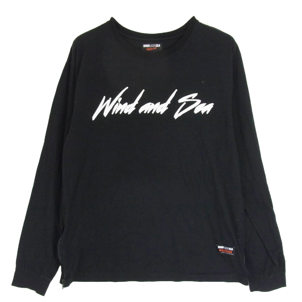Yohji Yamamoto ヨウジヤマモト 22SS WILD SIDE ワイルドサイド WIND AND SEA  ウィンダンシー Signature-style logo Long Sleeve T-shirt シグネイチャー スタイル ロゴ ロング スリーブ Tシャツ ブラック系 3【中古】