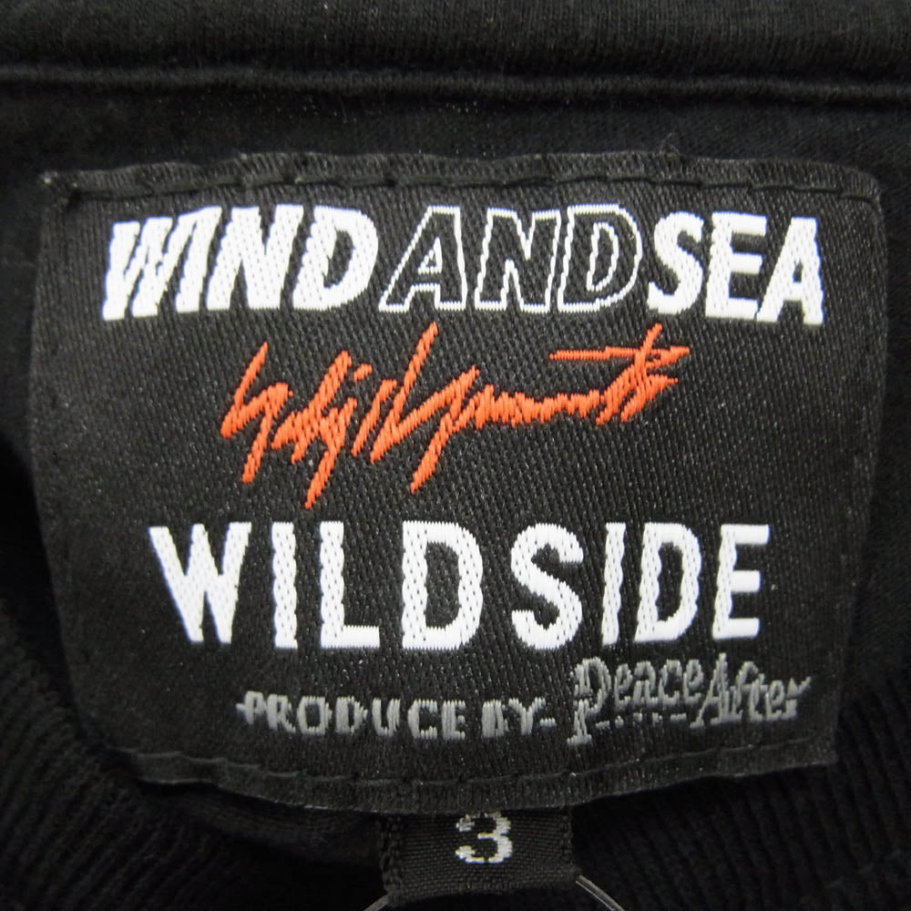 Yohji Yamamoto ヨウジヤマモト 22SS WILD SIDE ワイルドサイド WIND AND SEA  ウィンダンシー Signature-style logo Long Sleeve T-shirt シグネイチャー スタイル ロゴ ロング スリーブ Tシャツ ブラック系 3【中古】