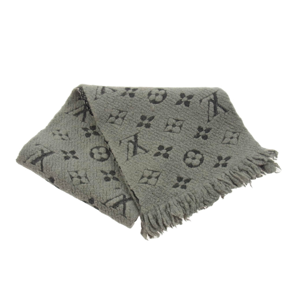 LOUIS VUITTON ルイ・ヴィトン エシャルプ ロゴマニア グリペルル モノグラム 総柄 ウール シルク マフラー グレー系【中古】