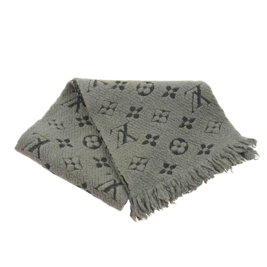 LOUIS VUITTON ルイ・ヴィトン エシャルプ ロゴマニア グリペルル モノグラム 総柄 ウール シルク マフラー グレー系【中古】