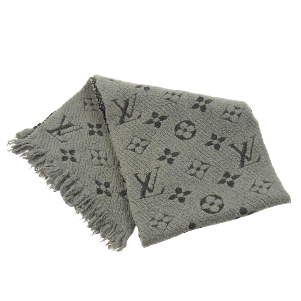 LOUIS VUITTON ルイ・ヴィトン エシャルプ ロゴマニア グリペルル モノグラム 総柄 ウール シルク マフラー グレー系【中古】
