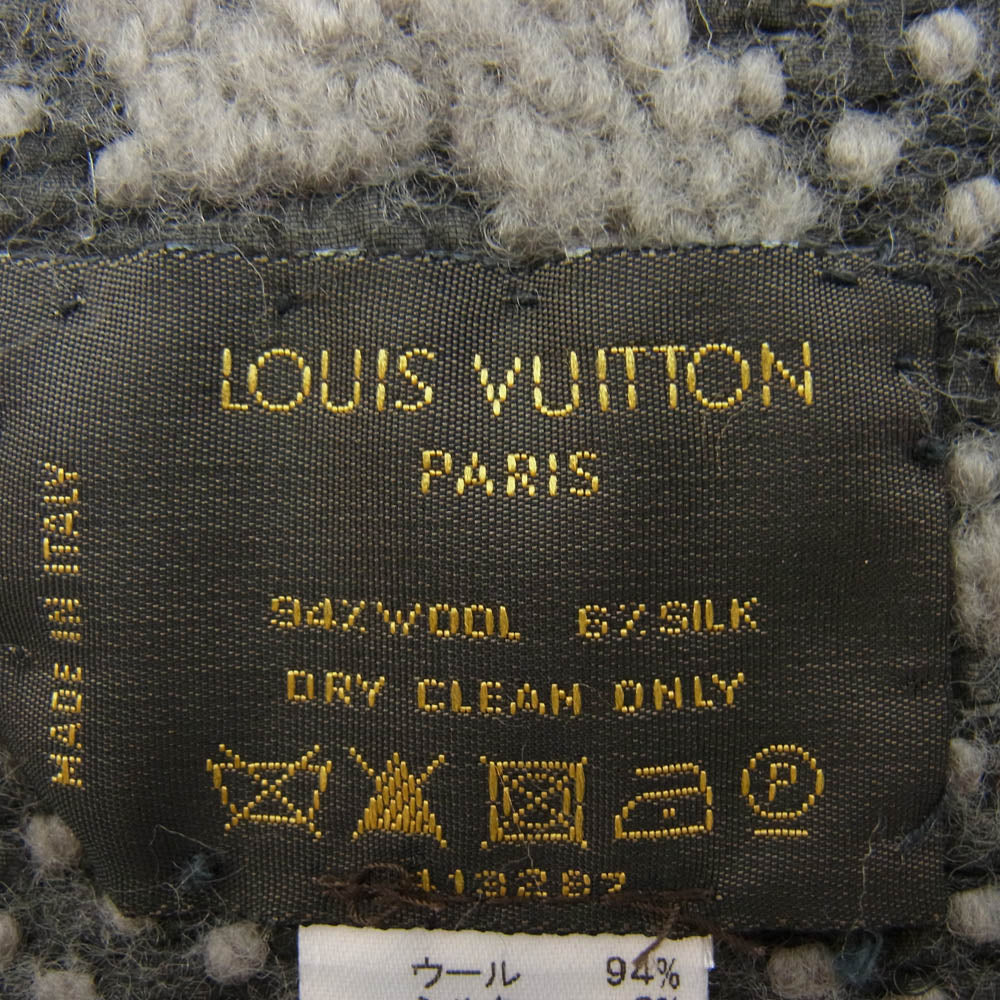 LOUIS VUITTON ルイ・ヴィトン エシャルプ ロゴマニア グリペルル モノグラム 総柄 ウール シルク マフラー グレー系【中古】