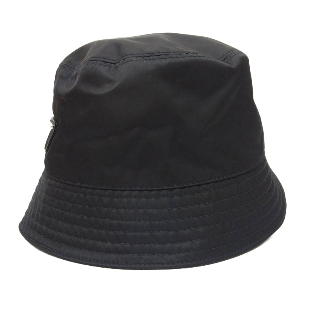 PRADA プラダ 1HC137 Re-Nylon 三角 ロゴプレート バケット ハット ブラック系 M【美品】【中古】