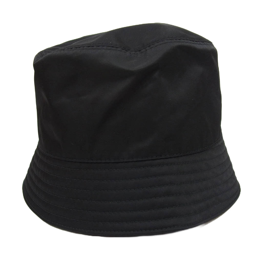 PRADA プラダ 1HC137 Re-Nylon 三角 ロゴプレート バケット ハット ブラック系 M【美品】【中古】