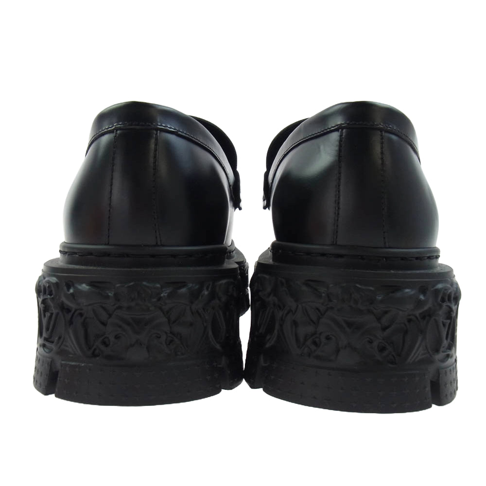 LOUIS VUITTON ルイ・ヴィトン DI1212 LV バロックライン バックル厚底 ローファー シューズ ブラック系 8【極上美品】【中古】