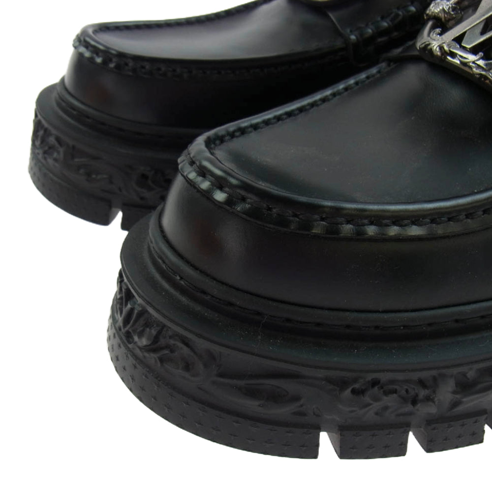 LOUIS VUITTON ルイ・ヴィトン DI1212 LV バロックライン バックル厚底 ローファー シューズ ブラック系 8【極上美品】【中古】