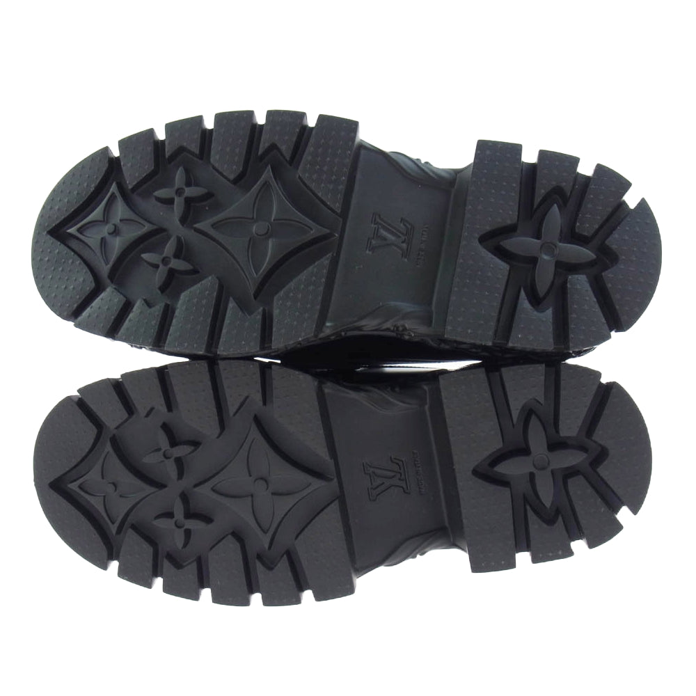 LOUIS VUITTON ルイ・ヴィトン DI1212 LV バロックライン バックル厚底 ローファー シューズ ブラック系 8【極上美品】【中古】