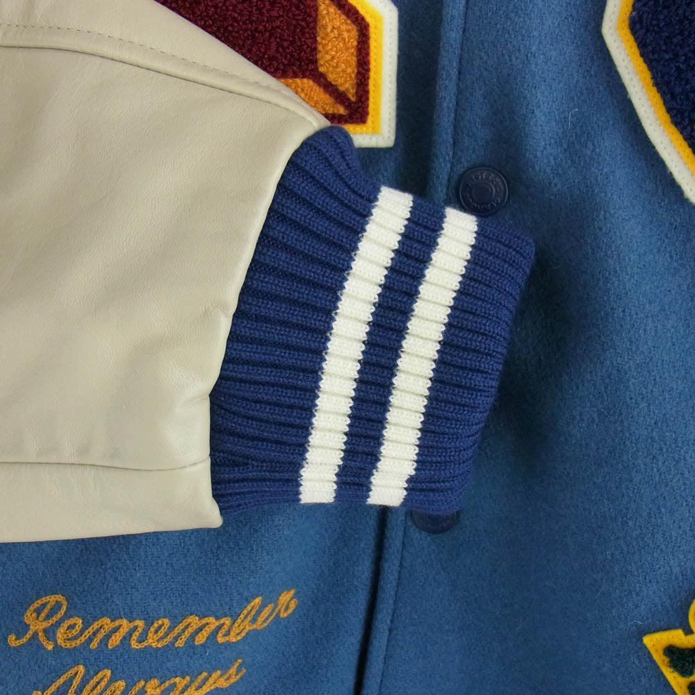 HYSTERIC GLAMOUR ヒステリックグラマー 02243AB10 TURN THE MUSIC UP 刺繍 スタジャン スタジアム ジャケット ブルー系 L【新古品】【未使用】【中古】