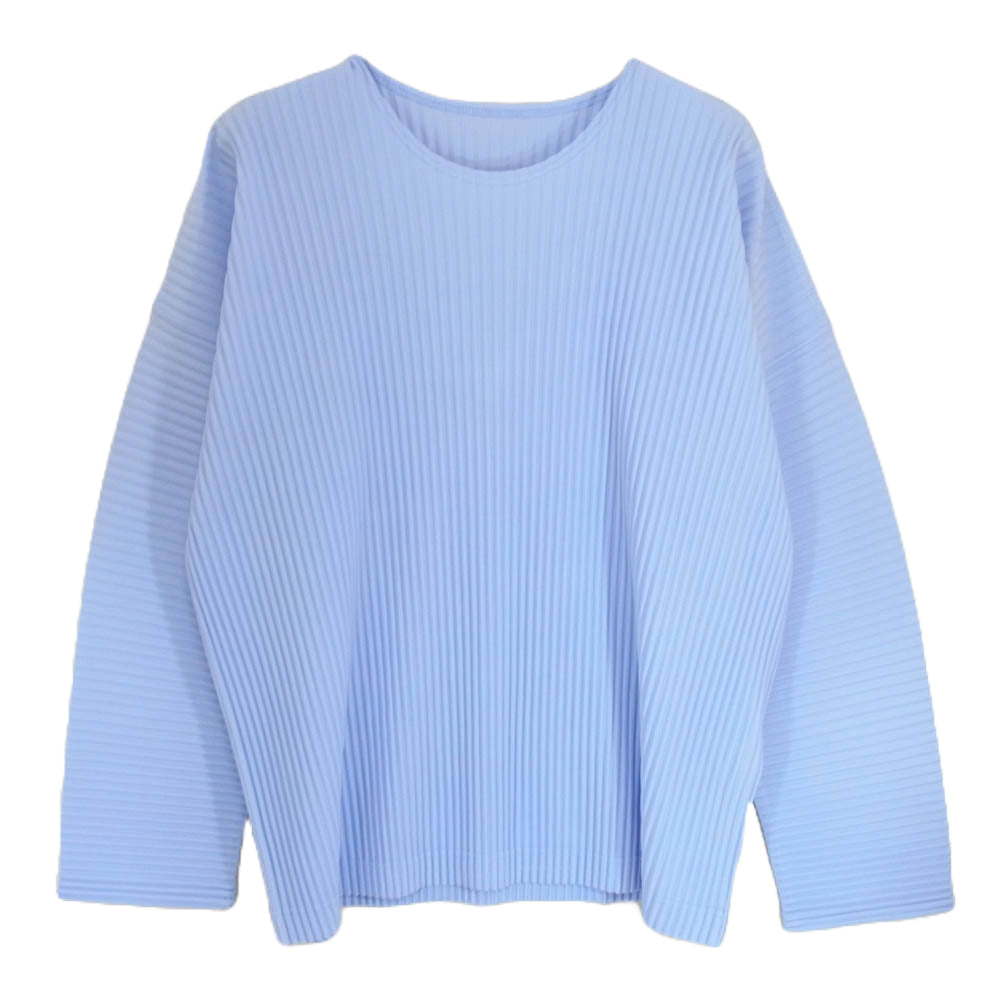 HOMME PLISSE ISSEY MIYAKE オム プリッセ イッセイミヤケ HP51JK102 MONTHLY COLOR JANUARY SKY BLUE プリーツ加工 マンスリーカラー スカイブルー 長袖 プルオーバ― カットソー Tシャツ ブルー系 3【美品】【中古】