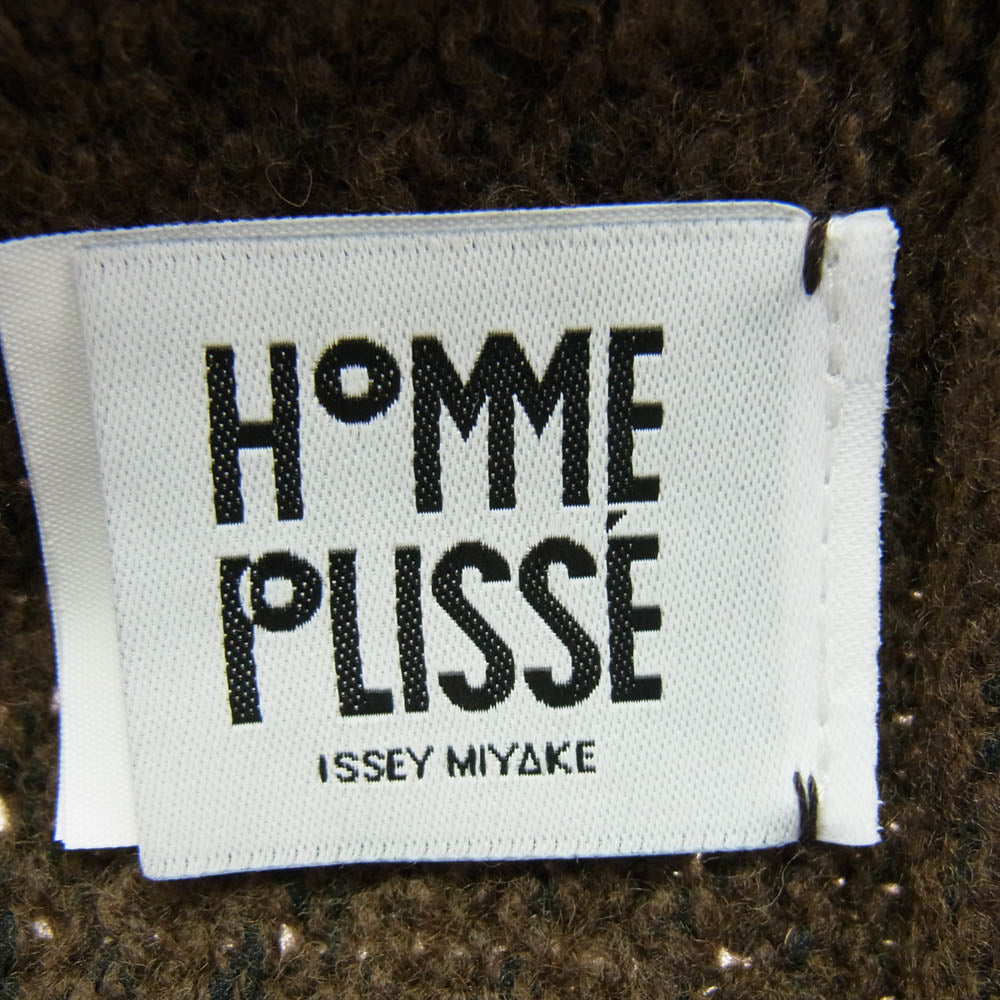 HOMME PLISSE ISSEY MIYAKE オム プリッセ イッセイミヤケ 24AW HP43KC220 RUSTIC KNIT ラスティックニット クルーネック カーディガン ブラウン系【美品】【中古】