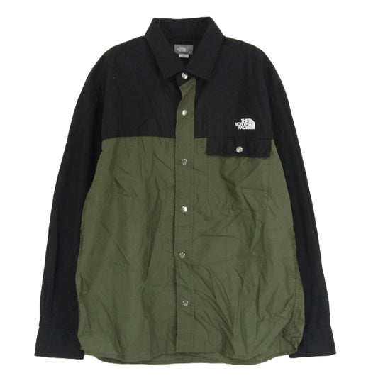 THE NORTH FACE ノースフェイス NR11961 L/S NUPTSE SHIRT ロングスリーブ 長袖 ヌプシ シャツ カーキ系 M【中古】