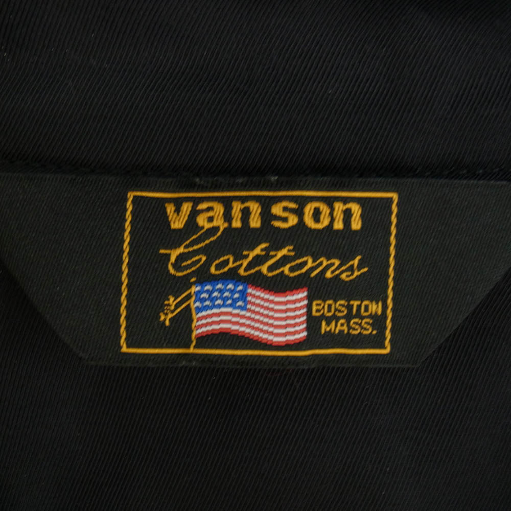 VANSON バンソン 刺繍 レーヨン オープンカラー 半袖 シャツ ブラック系 XL【中古】