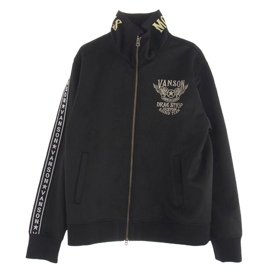 VANSON バンソン 刺繍 トラック ジャケット ジャージ トップ ブラック系 L【中古】