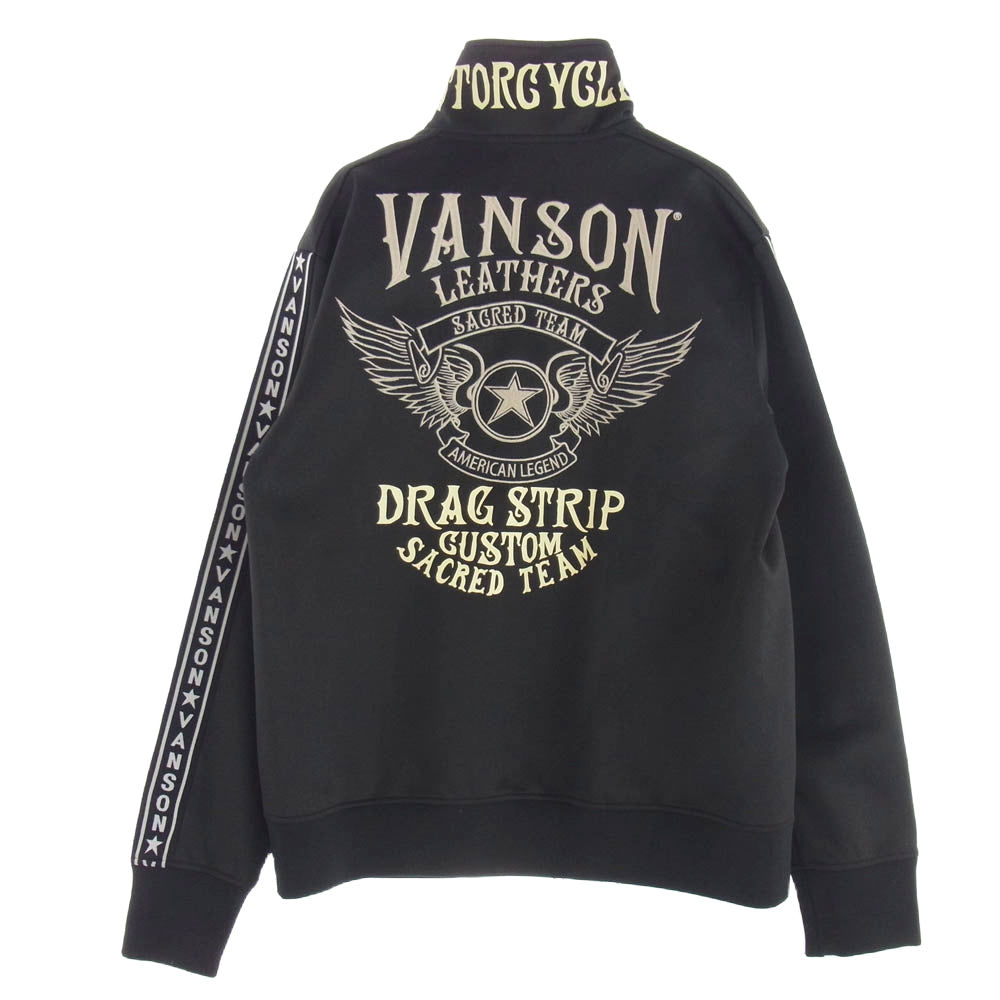 VANSON バンソン 刺繍 トラック ジャケット ジャージ トップ ブラック系 L【中古】