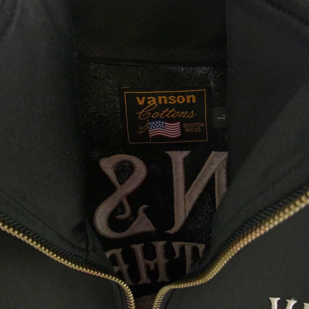 VANSON バンソン 刺繍 トラック ジャケット ジャージ トップ ブラック系 L【中古】