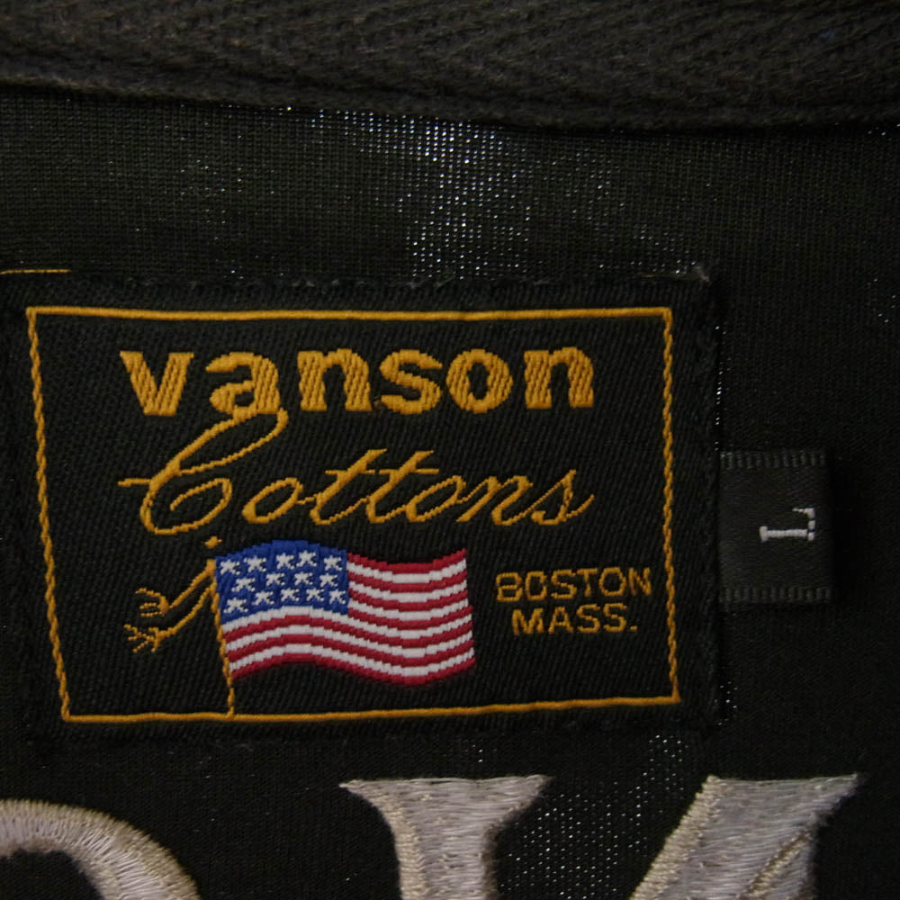VANSON バンソン 刺繍 トラック ジャケット ジャージ トップ ブラック系 L【中古】