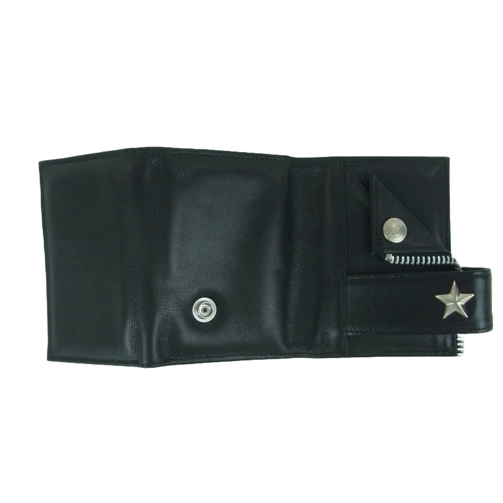 schott ショット ONE STAR COW LEATHER ワンスター カウレザー ウォレット 三つ折り 財布 ブラック系【中古】