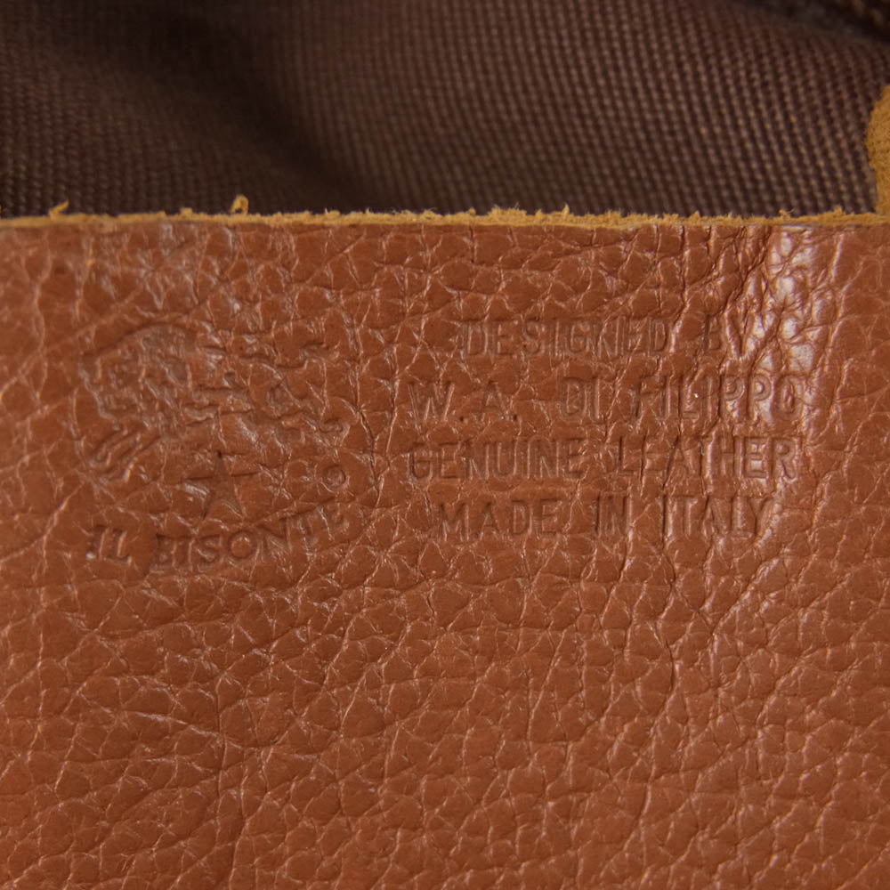 IL BISONTE イルビゾンテ 被せポシェット付き バイソン ロゴ型押し ショルダー バッグ ブラウン系 オレンジブラウン系【中古】