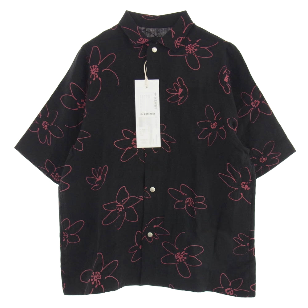 エーエフアーティファクト ag-9002-2 Flower Half Sleeve Shirts フラワー ハーフ スリーブ 半袖 シャツ ブラック系 2【中古】