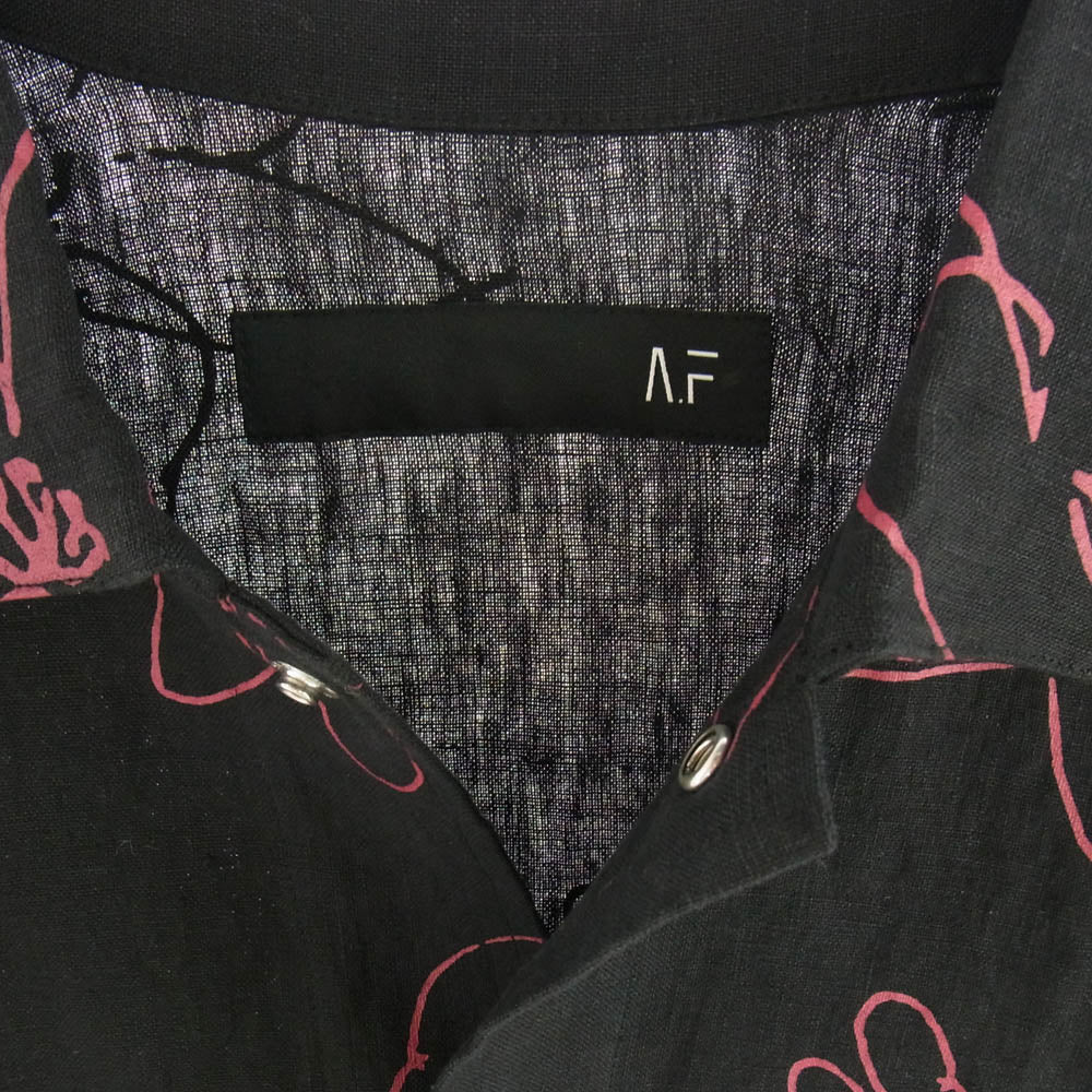 エーエフアーティファクト ag-9002-2 Flower Half Sleeve Shirts フラワー ハーフ スリーブ 半袖 シャツ ブラック系 2【中古】