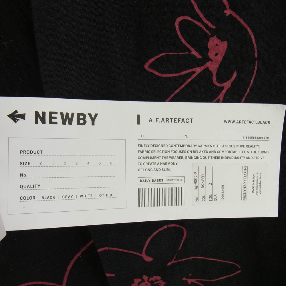 エーエフアーティファクト ag-9002-2 Flower Half Sleeve Shirts フラワー ハーフ スリーブ 半袖 シャツ ブラック系 2【中古】