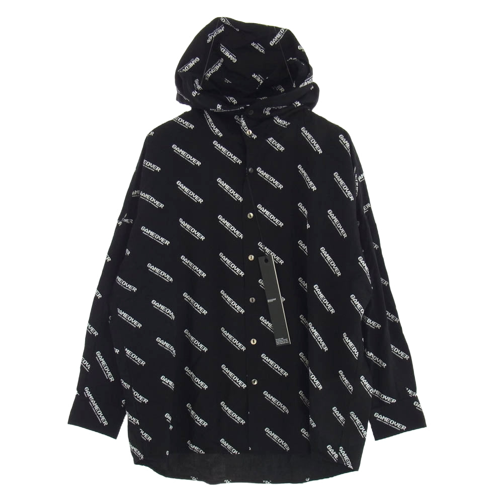 SHAREEF シャリーフ 19713029 GAME OVER LOGO HOODIE SHIRTS ゲームオーバー ロゴ フーディー シャツパーカ ビッグシルエット シャツ ブラック系 1【美品】【中古】