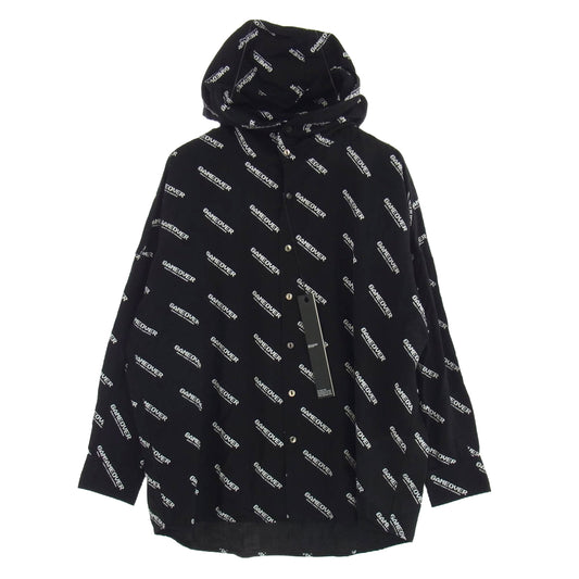 SHAREEF シャリーフ 19713029 GAME OVER LOGO HOODIE SHIRTS ゲームオーバー ロゴ フーディー シャツパーカ ビッグシルエット シャツ ブラック系 1【美品】【中古】
