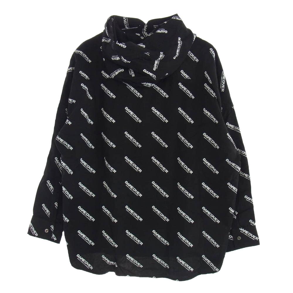 SHAREEF シャリーフ 19713029 GAME OVER LOGO HOODIE SHIRTS ゲームオーバー ロゴ フーディー シャツパーカ ビッグシルエット シャツ ブラック系 1【美品】【中古】