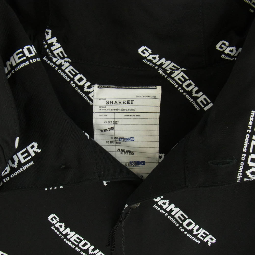 SHAREEF シャリーフ 19713029 GAME OVER LOGO HOODIE SHIRTS ゲームオーバー ロゴ フーディー シャツパーカ ビッグシルエット シャツ ブラック系 1【美品】【中古】