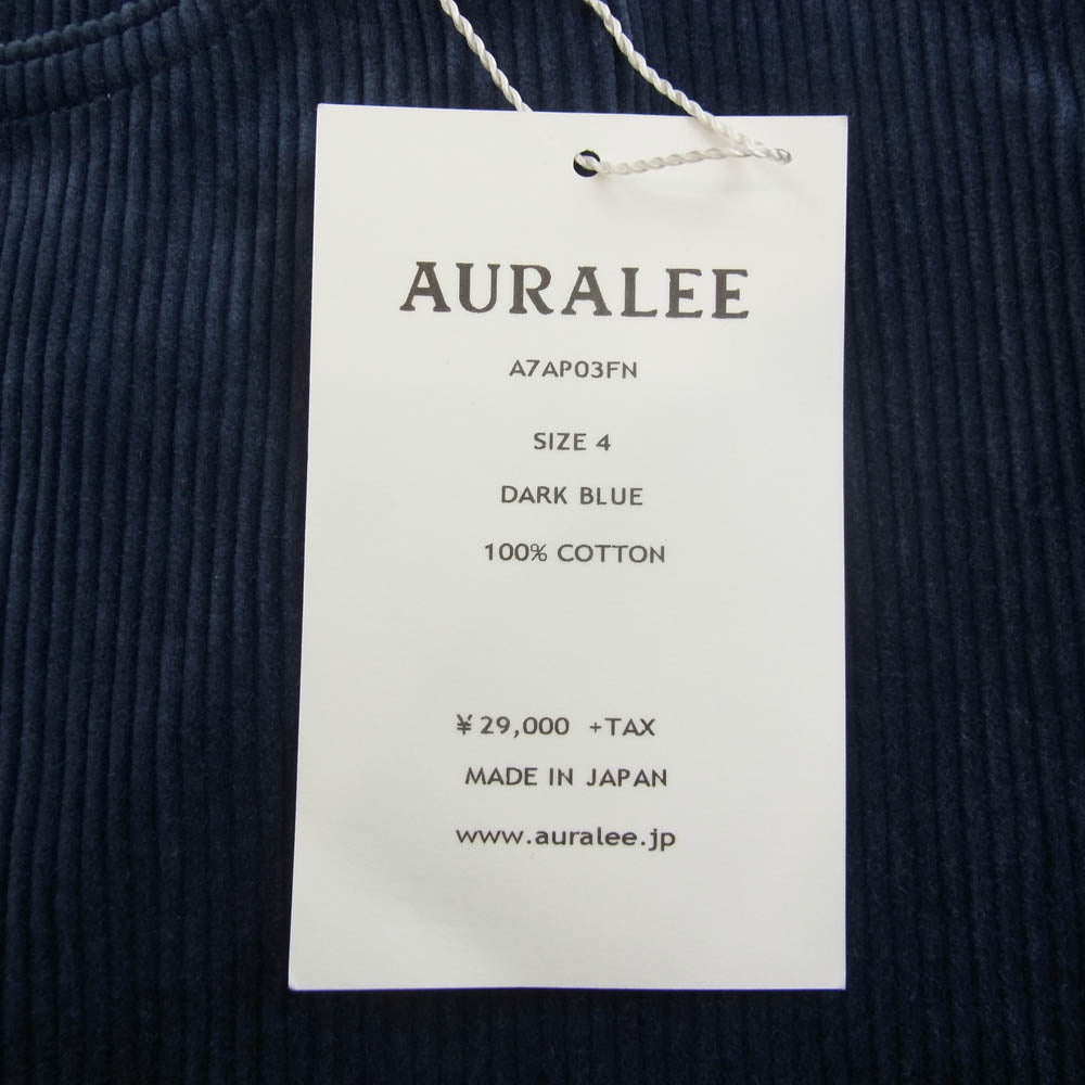 AURALEE オーラリー A7AP03FN WASHED CORDUROY 5P PANTS  ウォッシュド コーデュロイ 5ポケット パンツ ネイビー系 4【中古】