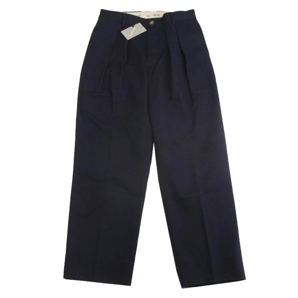 ニート 23-030-050-0064-1-0 ワイド タック トラウザーズ パンツ ネイビー系 32【中古】