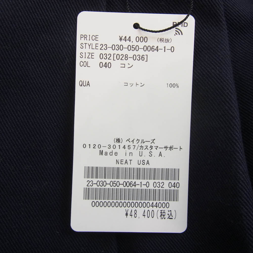 ニート 23-030-050-0064-1-0 ワイド タック トラウザーズ パンツ ネイビー系 32【中古】