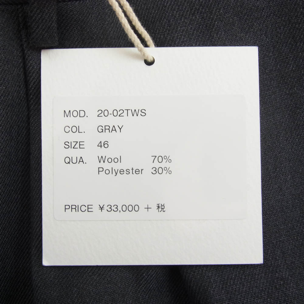 ニート 20-02TWS T/W Serge Standard ツイル 2タック トラウザーズ パンツ グレー系 46【中古】