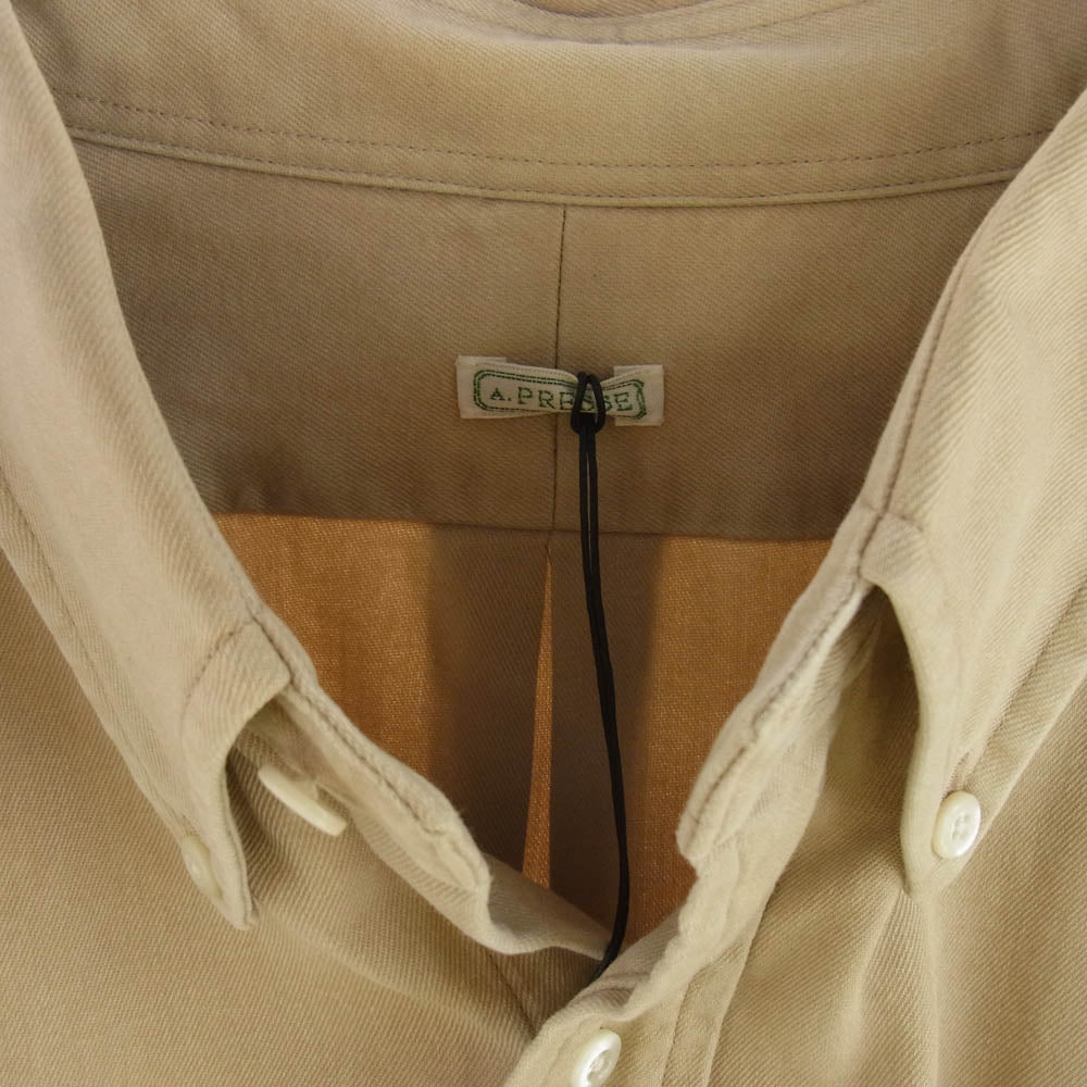 A.PRESSE アプレッセ 22SAP-02-02H BD Shirt ボタンダウンツイル 長袖 シャツ ベージュ系 2【中古】