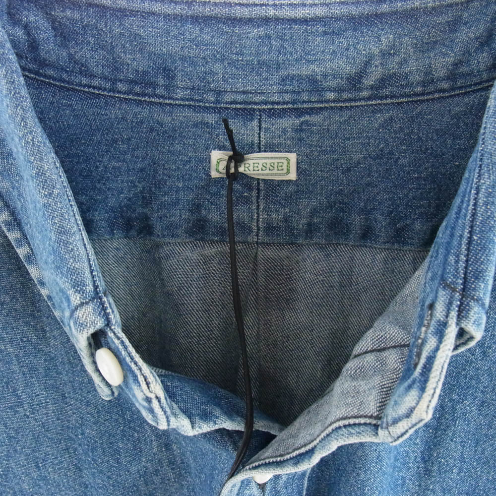 A.PRESSE アプレッセ 22SS 22SAP-02-03H BD Denim Shirt ボタンダウン デニム 長袖 シャツ インディゴブルー系 2【中古】