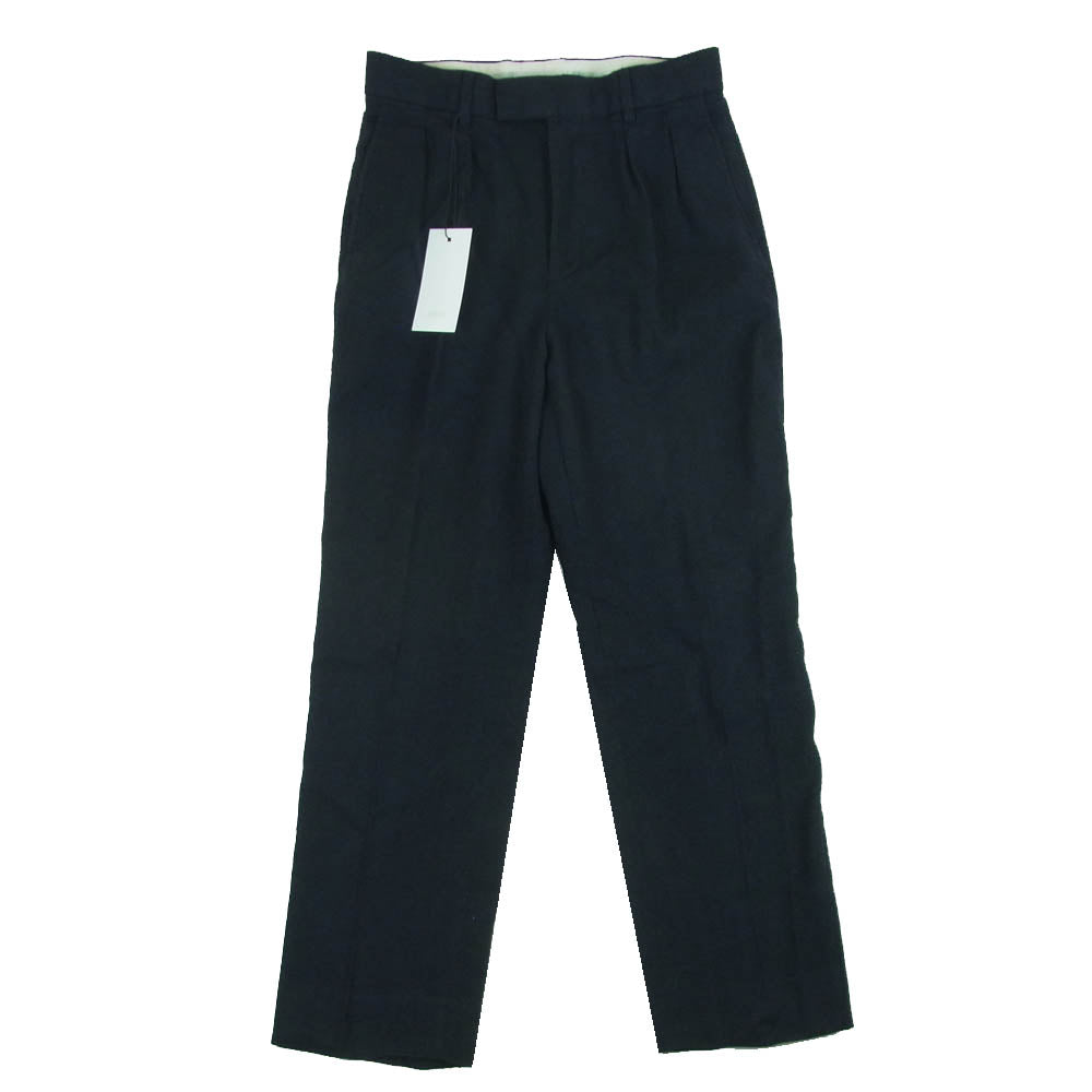 A.PRESSE アプレッセ 22AW 22AAP-04-03M Wide Tapered Trousers Pants カシミヤ混 リネン ウール ワイド テーパード トラウザーズ パンツ ネイビー系 2【中古】