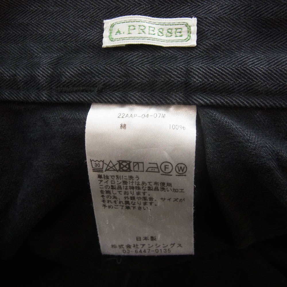 A.PRESSE アプレッセ 22AW 22AAP-04-07M USAF Hemmed Bottoms ミリタリー ワーク パンツ ブラック系 2【中古】