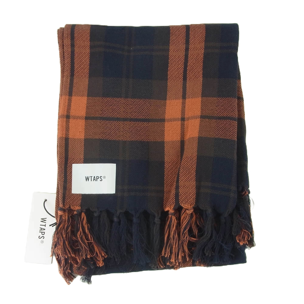 WTAPS ダブルタップス 24AW 242BXDT-AC01 WRAP SCARF COTTON ストール 日本製 オレンジ系 ネイビー系【極上美品】【中古】