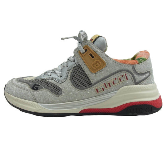 GUCCI グッチ ウルトラスペース グリッター ローカット スニーカー シルバー系 36【中古】