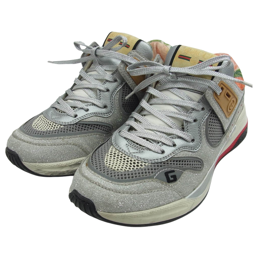 GUCCI グッチ ウルトラスペース グリッター ローカット スニーカー シルバー系 36【中古】