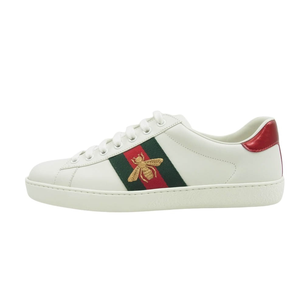 GUCCI グッチ 611974 ACE エース ビー刺繍 ローカット スニーカー ホワイト系 マルチカラー系 6.5【極上美品】【中古】