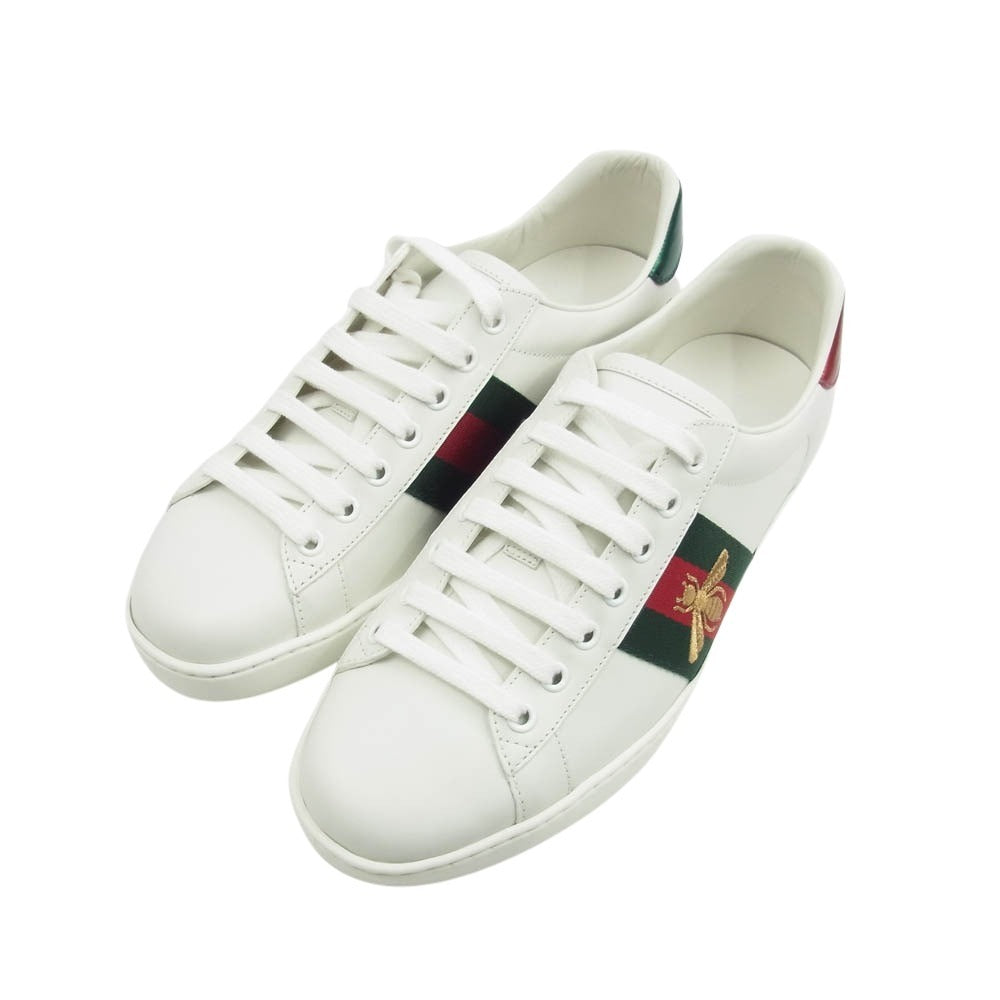 GUCCI グッチ 611974 ACE エース ビー刺繍 ローカット スニーカー ホワイト系 マルチカラー系 6.5【極上美品】【中古】