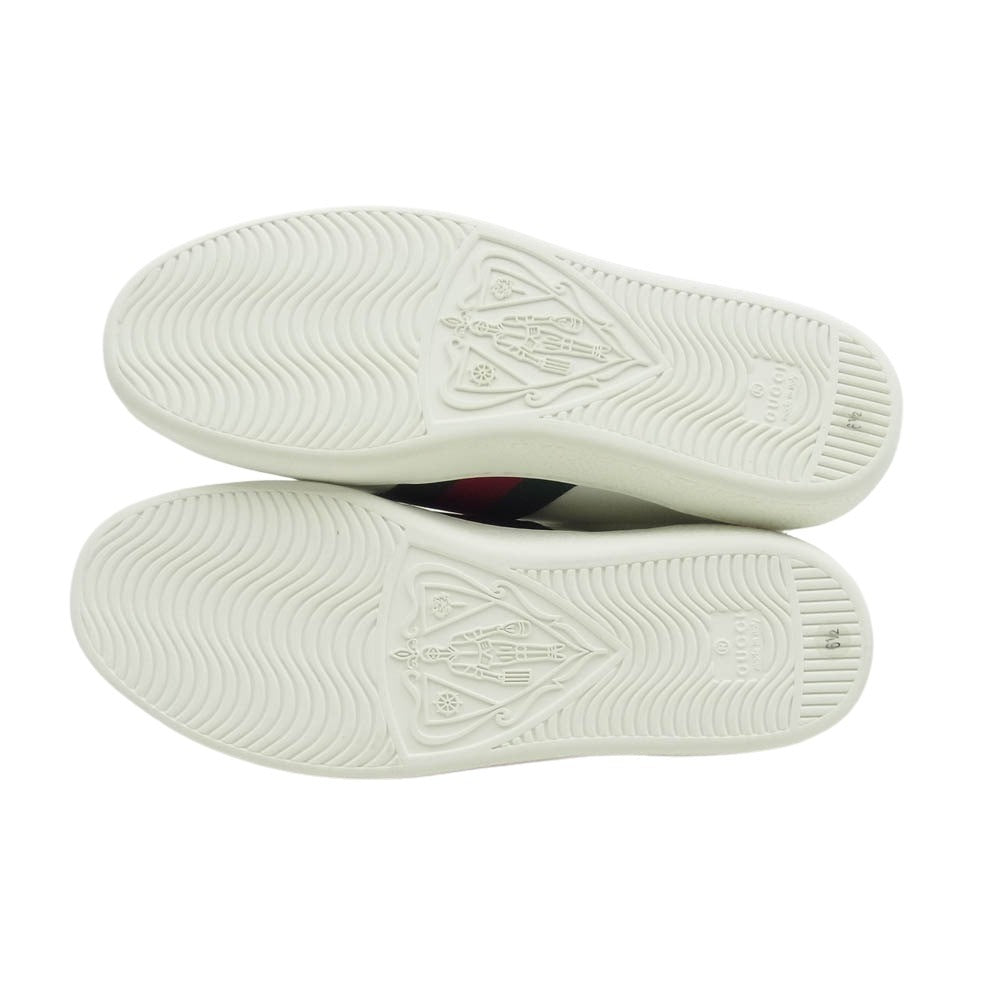 GUCCI グッチ 611974 ACE エース ビー刺繍 ローカット スニーカー ホワイト系 マルチカラー系 6.5【極上美品】【中古】